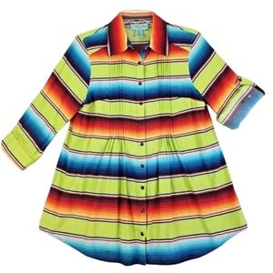 Tasha Polizzi ~Size S~Southwest Shirt Serape Aztec Pearl Snap Western Top Blouse